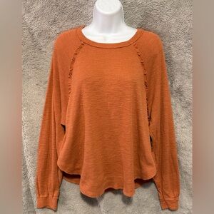 Anthropologie Pilcro Top Womens Small Oversized Orange Long Sleeve Casual Blouse